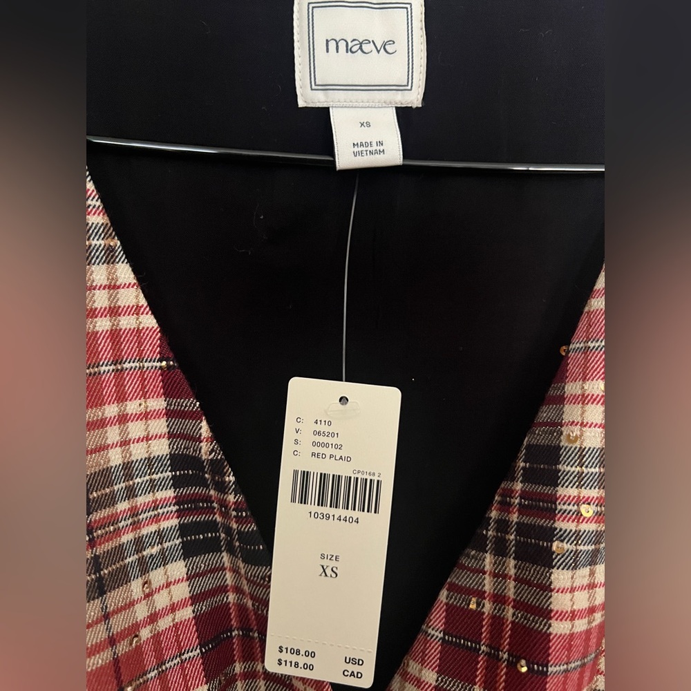 Anthropologie Maeve Plaid Button-Up Vest NWT - Picture 6 of 10